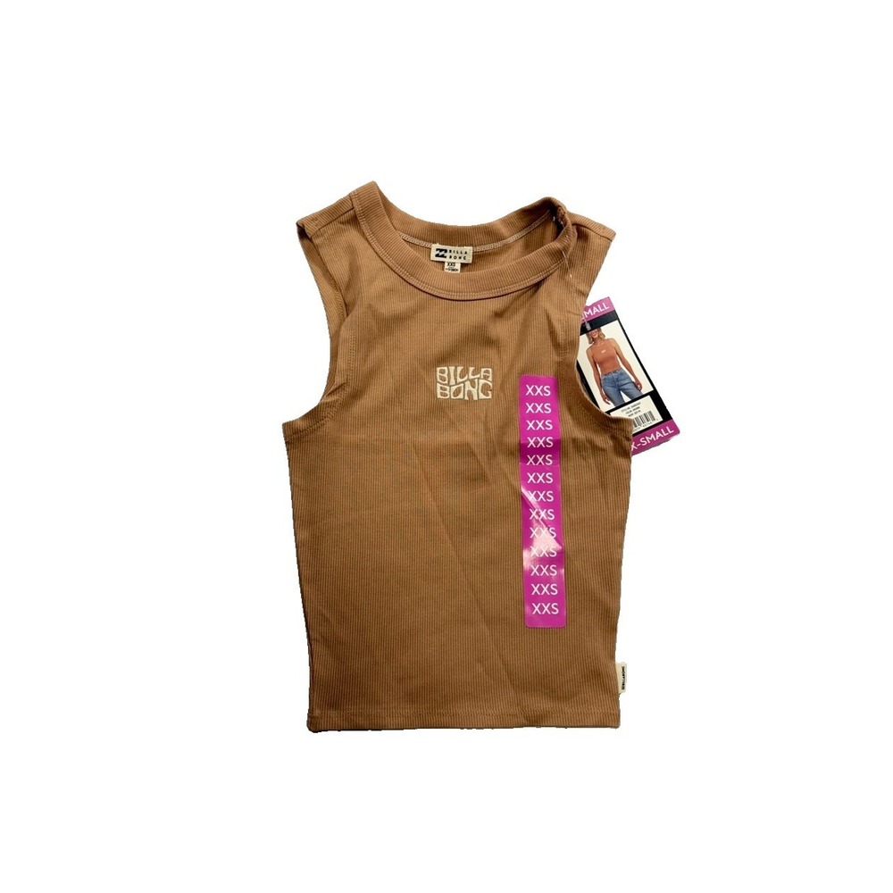 Billabong Fun Times Tank Top XXS Brown Slim Fit Logo Bordado NWT